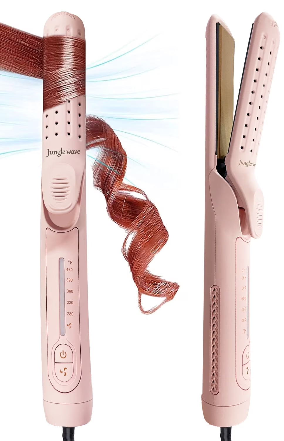 Flat Iron,  2 in 1 Hair Straightener and Curling Iron, Ionic Ceramic Airflow Styler with 360° Cool Air, 1 Inch, Pink