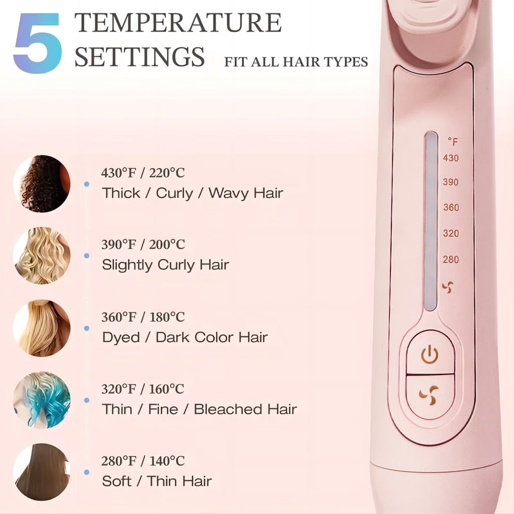 Flat Iron,  2 in 1 Hair Straightener and Curling Iron, Ionic Ceramic Airflow Styler with 360° Cool Air, 1 Inch, Pink