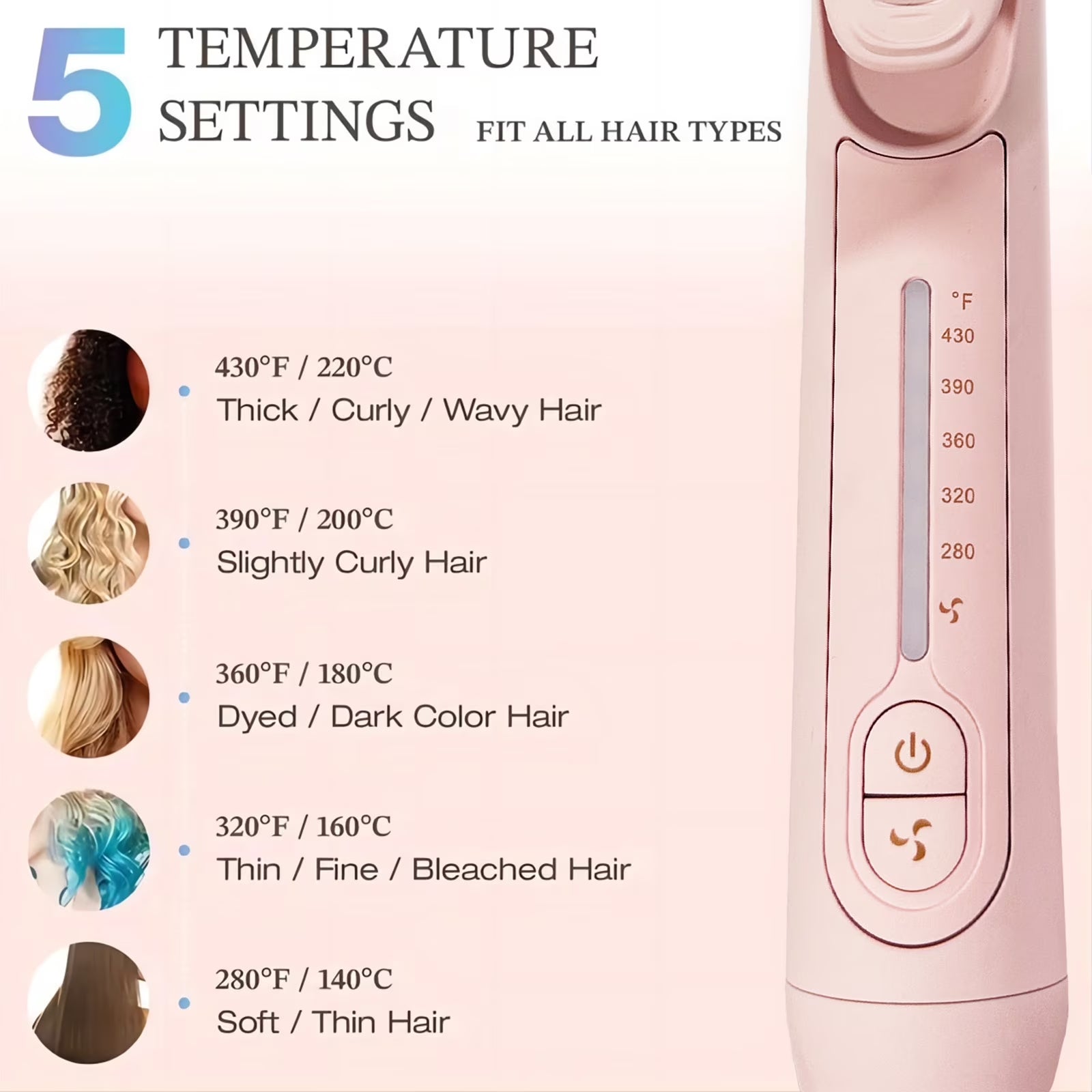 Flat Iron,  2 in 1 Hair Straightener and Curling Iron, Ionic Ceramic Airflow Styler with 360° Cool Air, 1 Inch, Pink