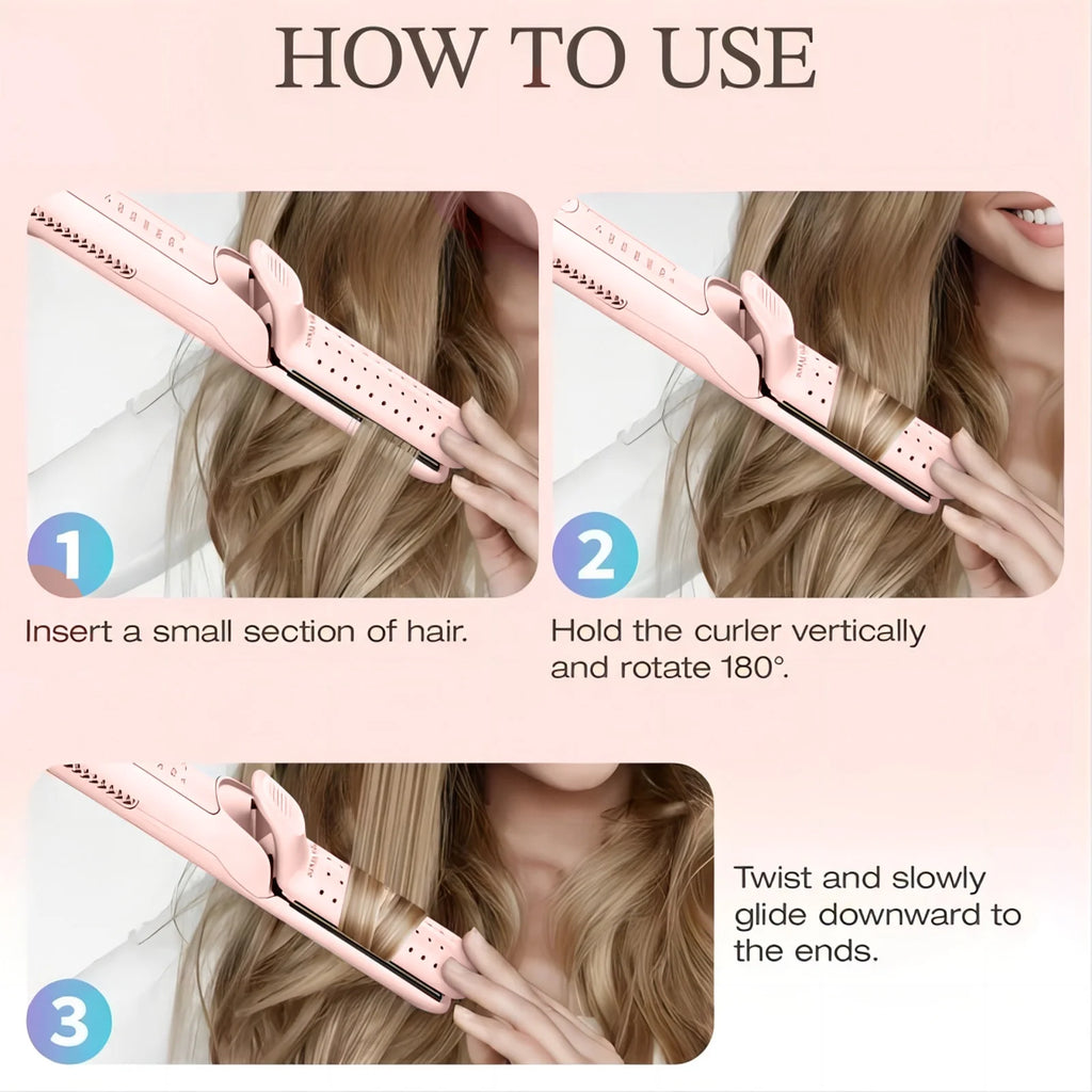 Flat Iron,  2 in 1 Hair Straightener and Curling Iron, Ionic Ceramic Airflow Styler with 360° Cool Air, 1 Inch, Pink